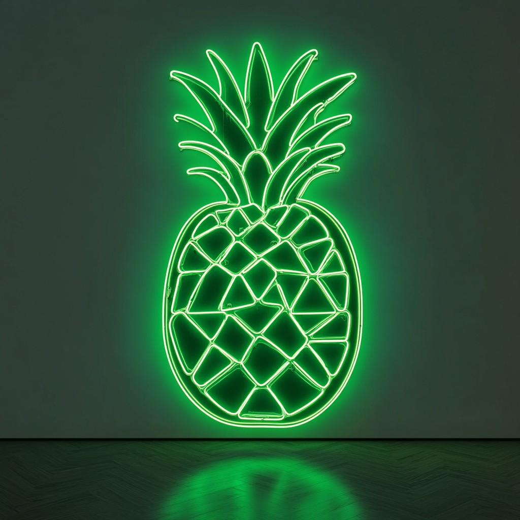 Pineapple Slice - Green Neon Sign, 24 Inches