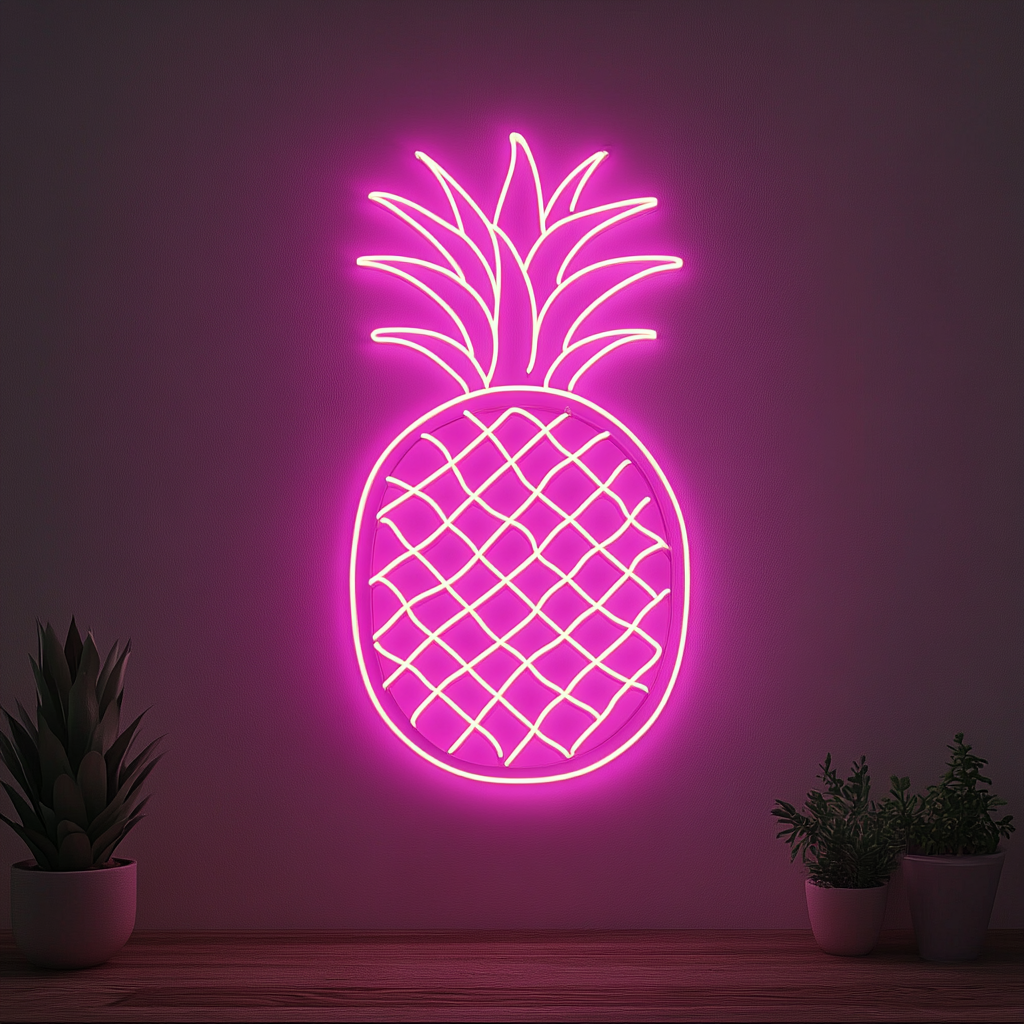 Pineapple Slice - Pink Neon Sign, 18 Inches