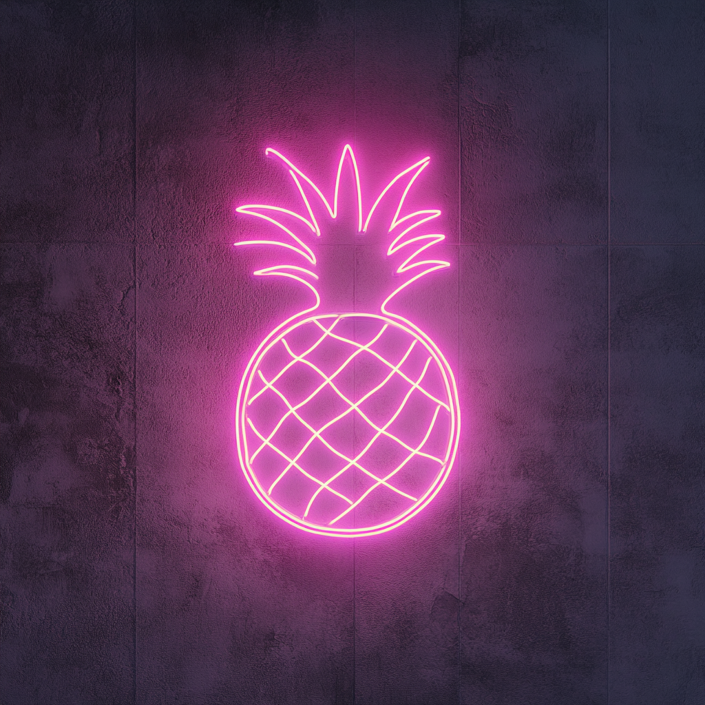 Pineapple Slice - Pink Neon Sign, 18 Inches
