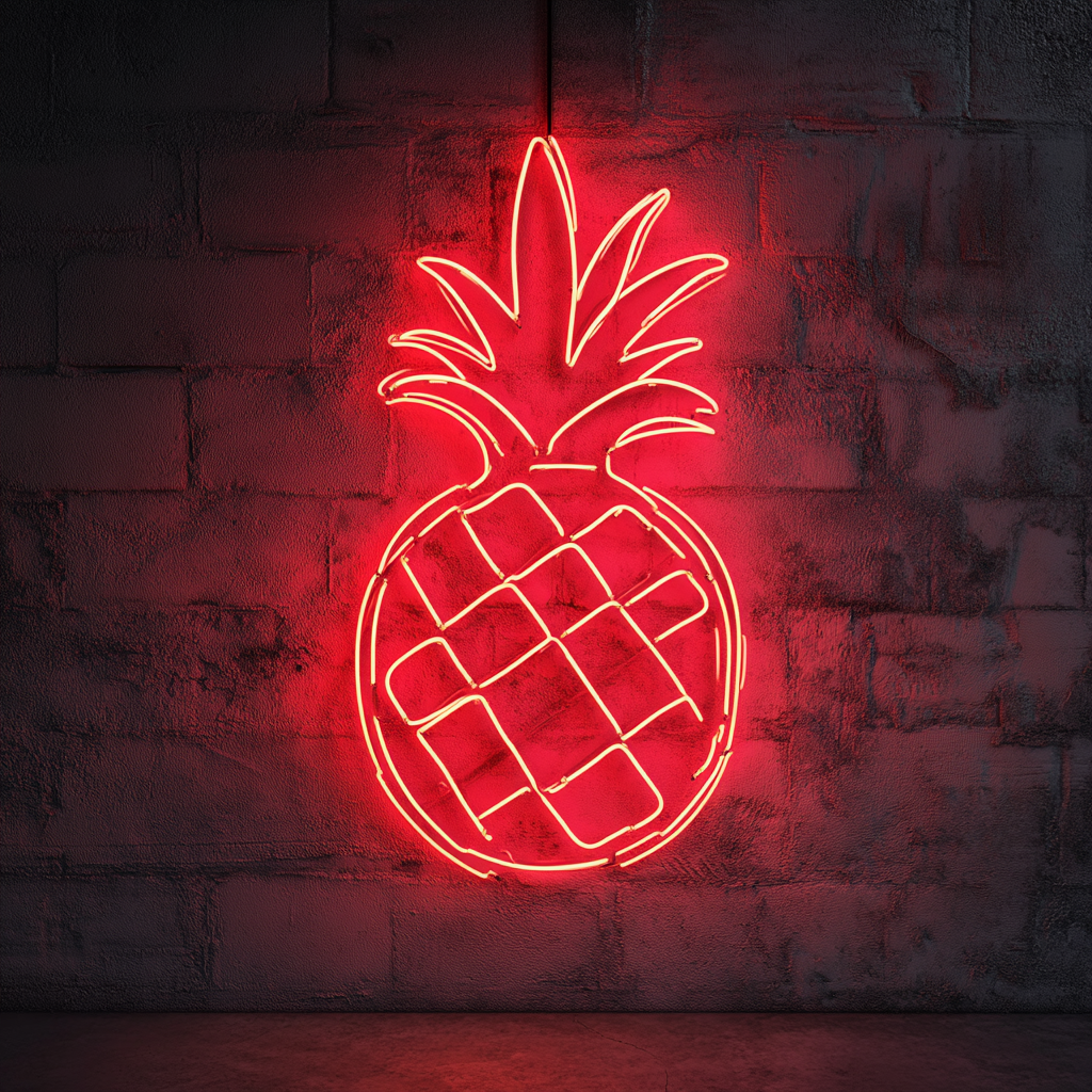 Pineapple Slice - Red Neon Sign, 24 Inches