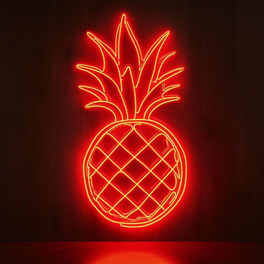 Pineapple Slice - Red Neon Sign, 24 Inches