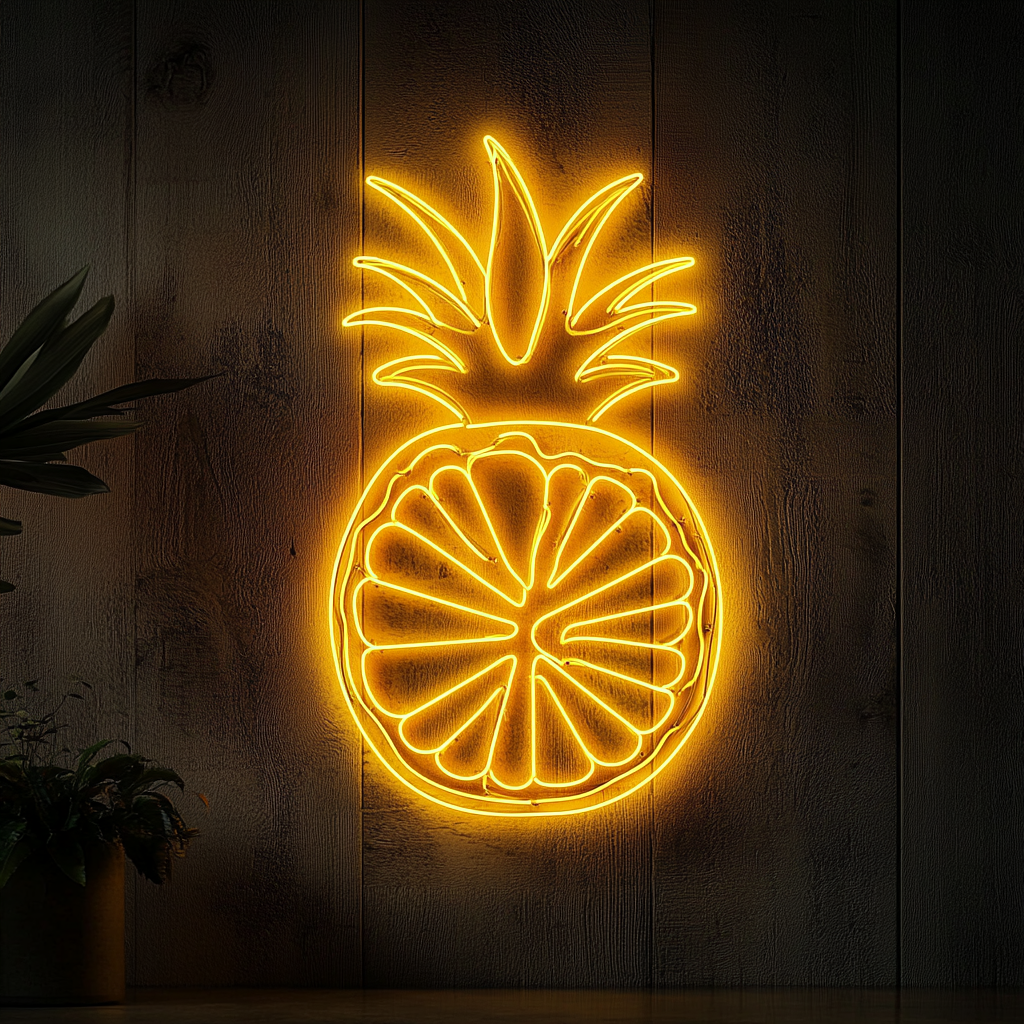 Pineapple Slice - Yellow Neon Sign, 18 Inches