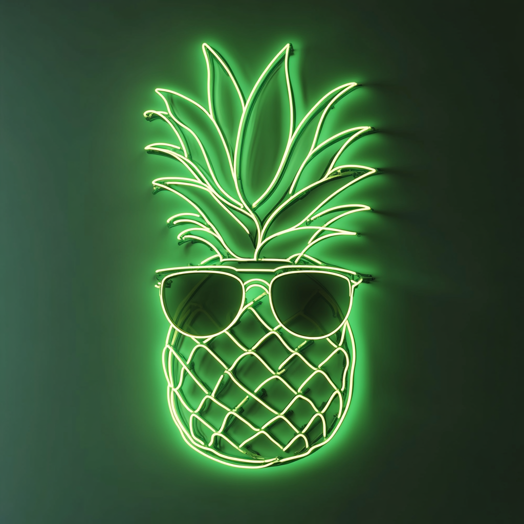 Pineapple with Sunglasses - Green Neon Sign, 24 Inches