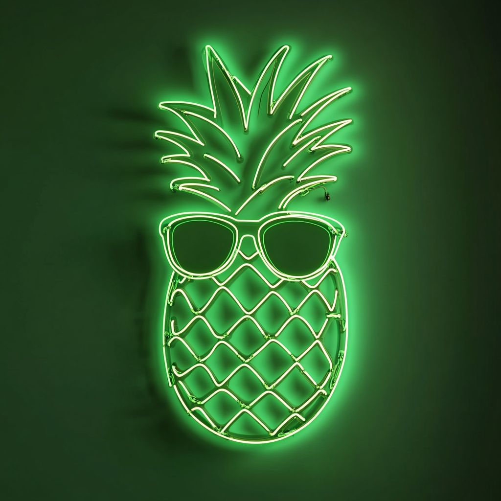 Pineapple with Sunglasses - Green Neon Sign, 24 Inches