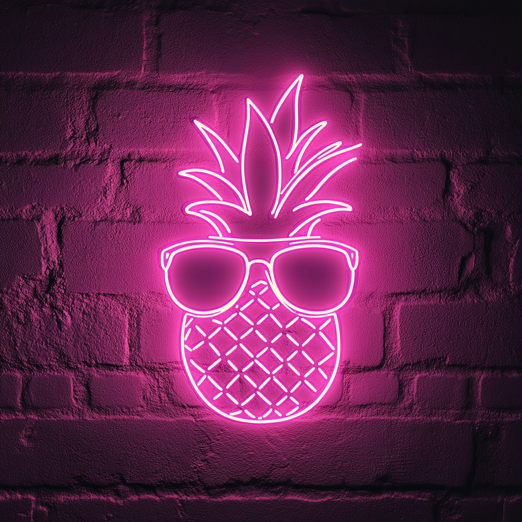 Pineapple with Sunglasses - Pink Neon Sign, 18 Inches