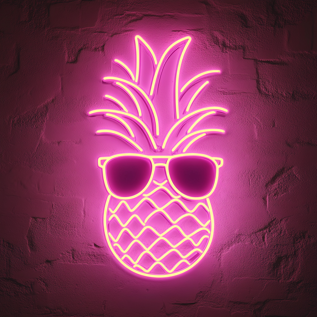 Pineapple with Sunglasses - Pink Neon Sign, 18 Inches