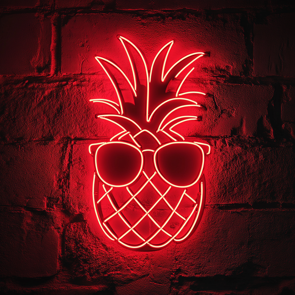 Pineapple with Sunglasses - Red Neon Sign, 18 Inches