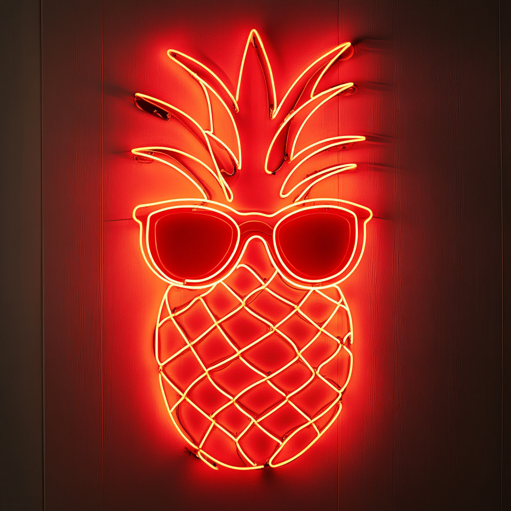 Pineapple with Sunglasses - Red Neon Sign, 18 Inches