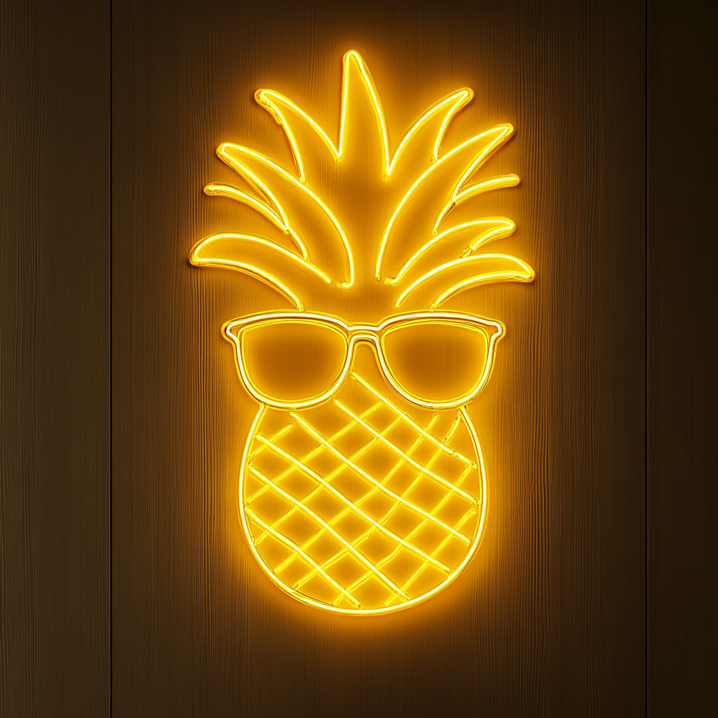 Pineapple with Sunglasses - Yellow Neon Sign, 18 Inches