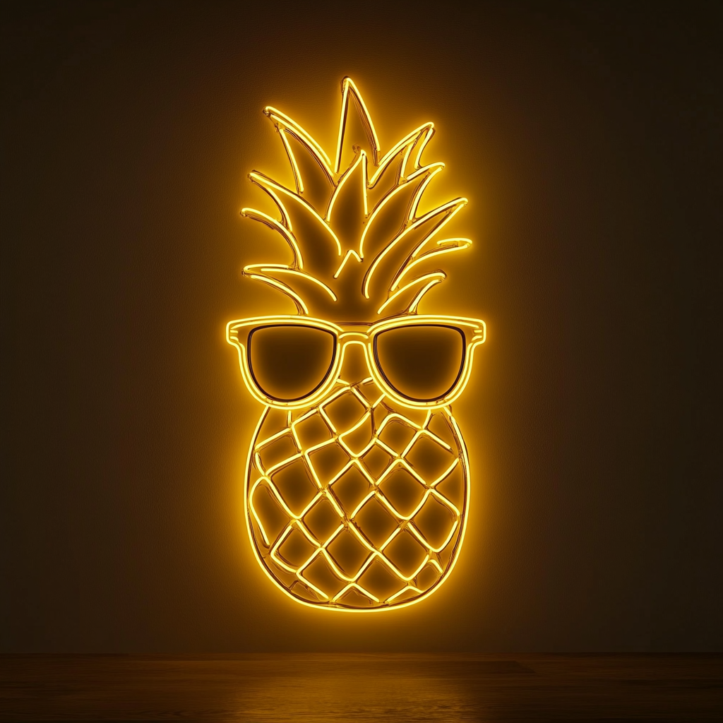 Pineapple with Sunglasses - Yellow Neon Sign, 18 Inches