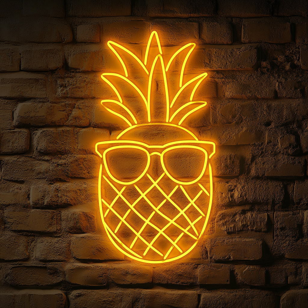 Pineapple with Sunglasses - Yellow Neon Sign, 24 Inches