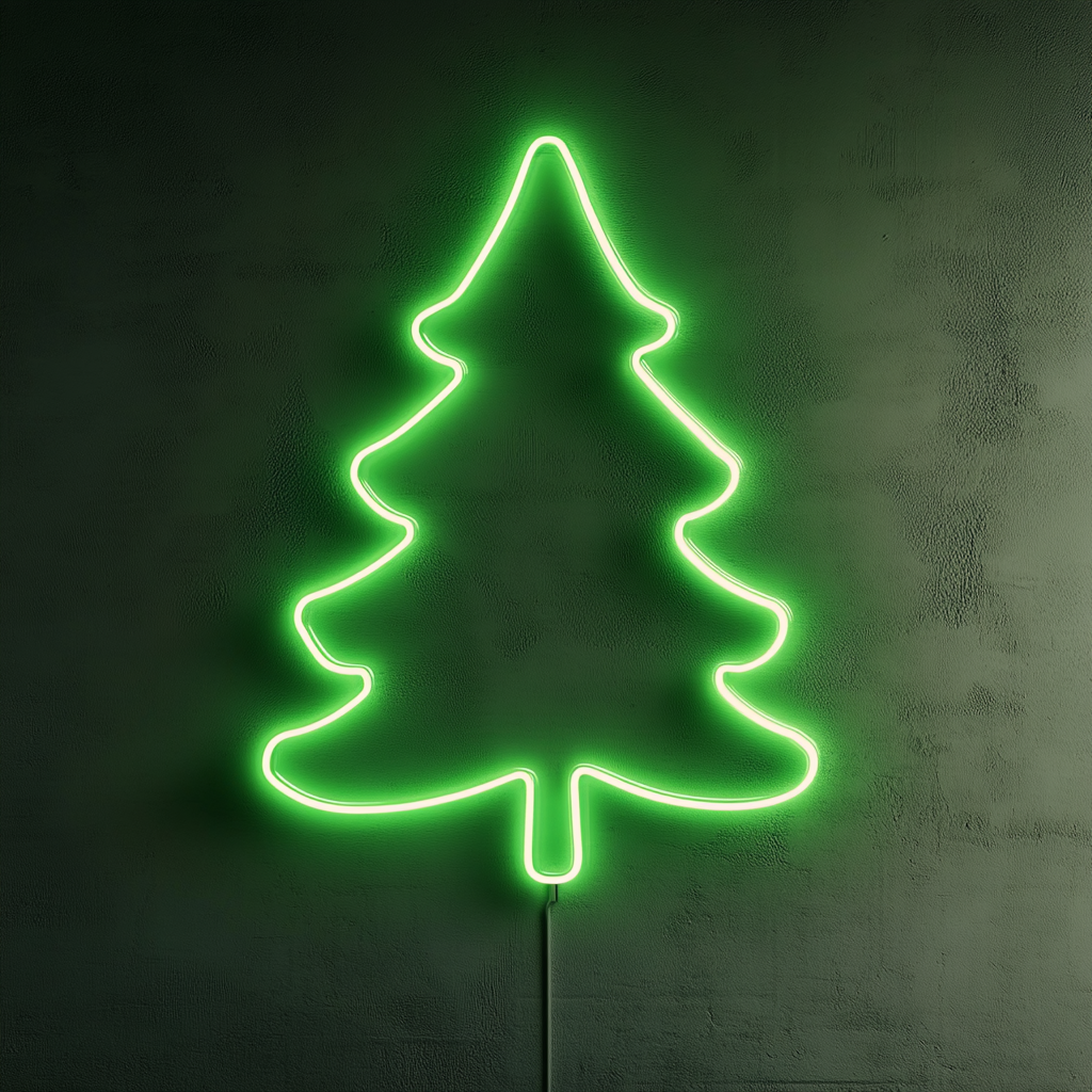 Pine Tree - Green Neon Sign, 24 Inches