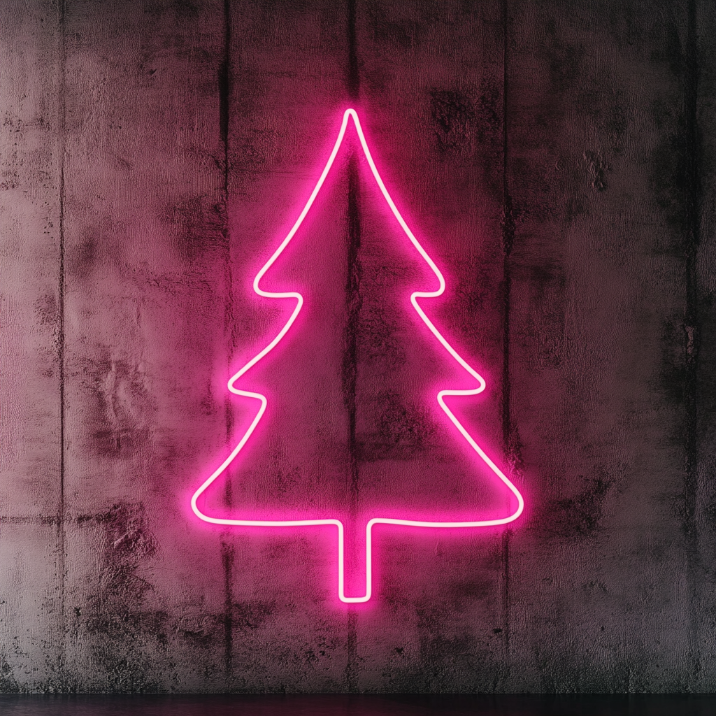 Pine Tree - Pink Neon Sign, 18 Inches