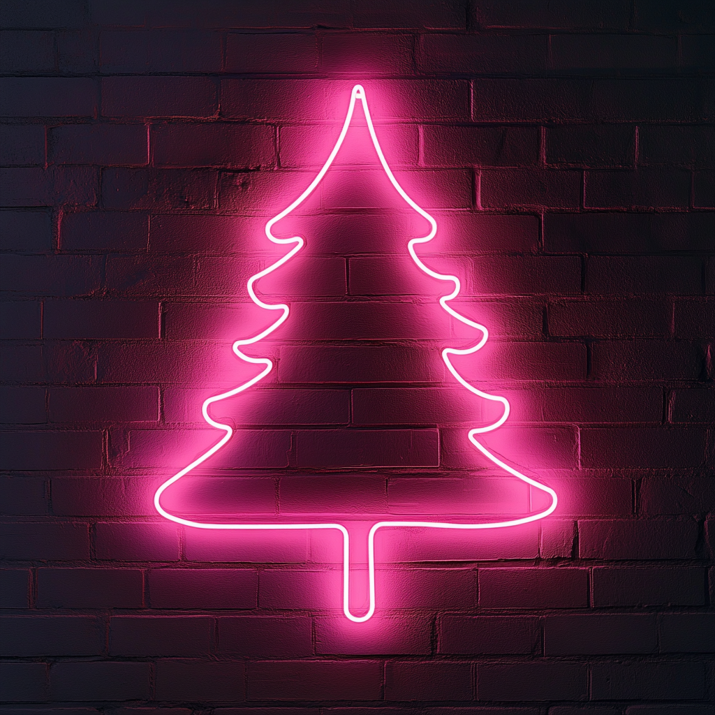 Pine Tree - Pink Neon Sign, 18 Inches