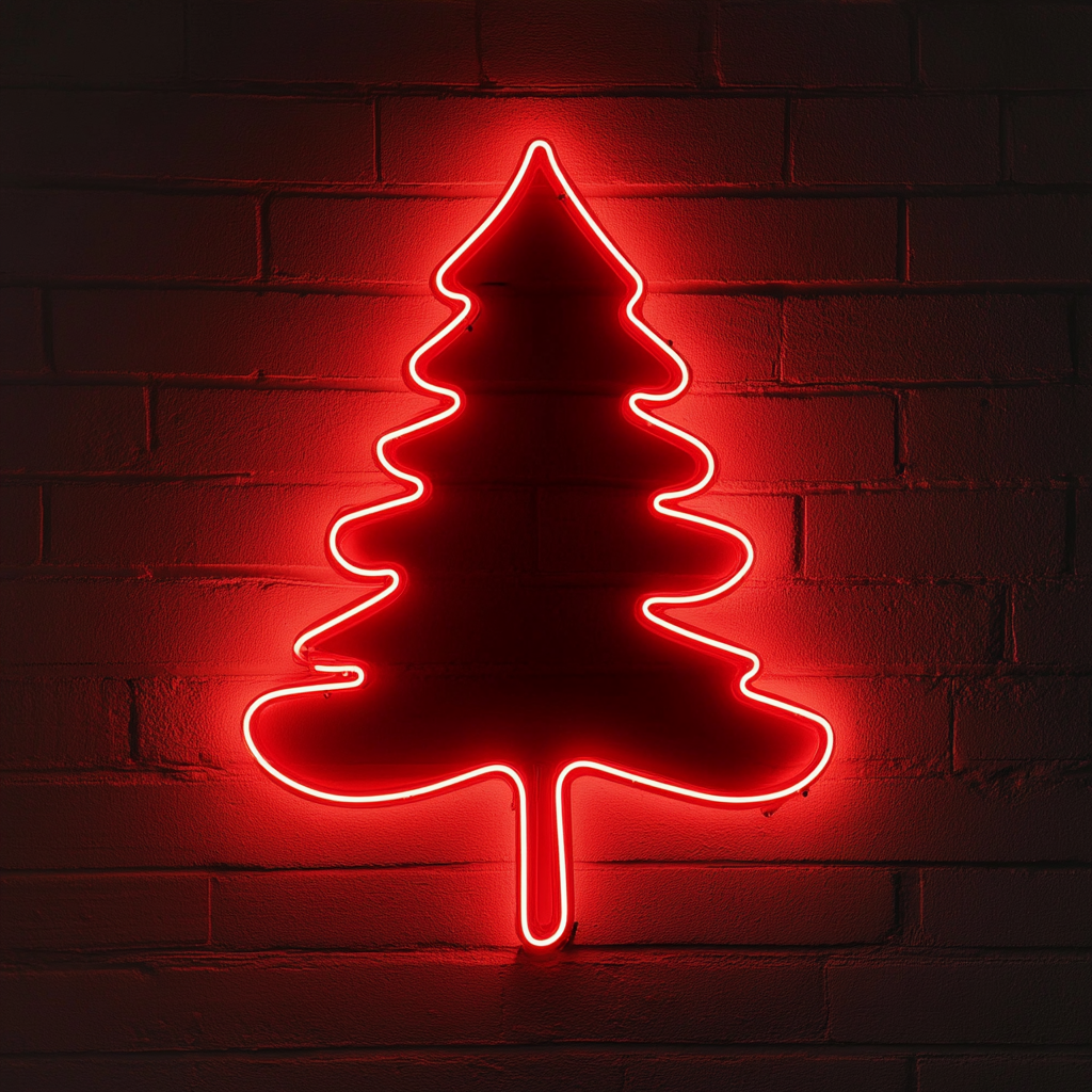 Pine Tree - Red Neon Sign, 18 Inches
