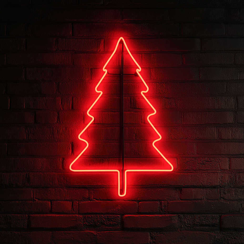 Pine Tree - Red Neon Sign, 18 Inches