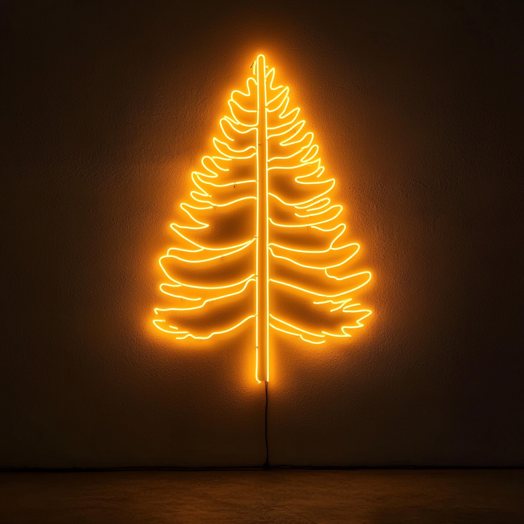 Pine Tree - Yellow Neon Sign, 18 Inches