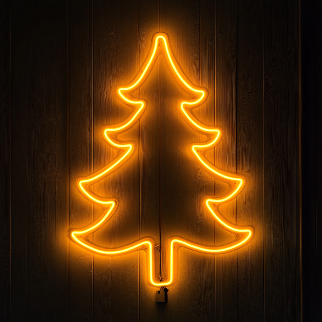 Pine Tree - Yellow Neon Sign, 24 Inches
