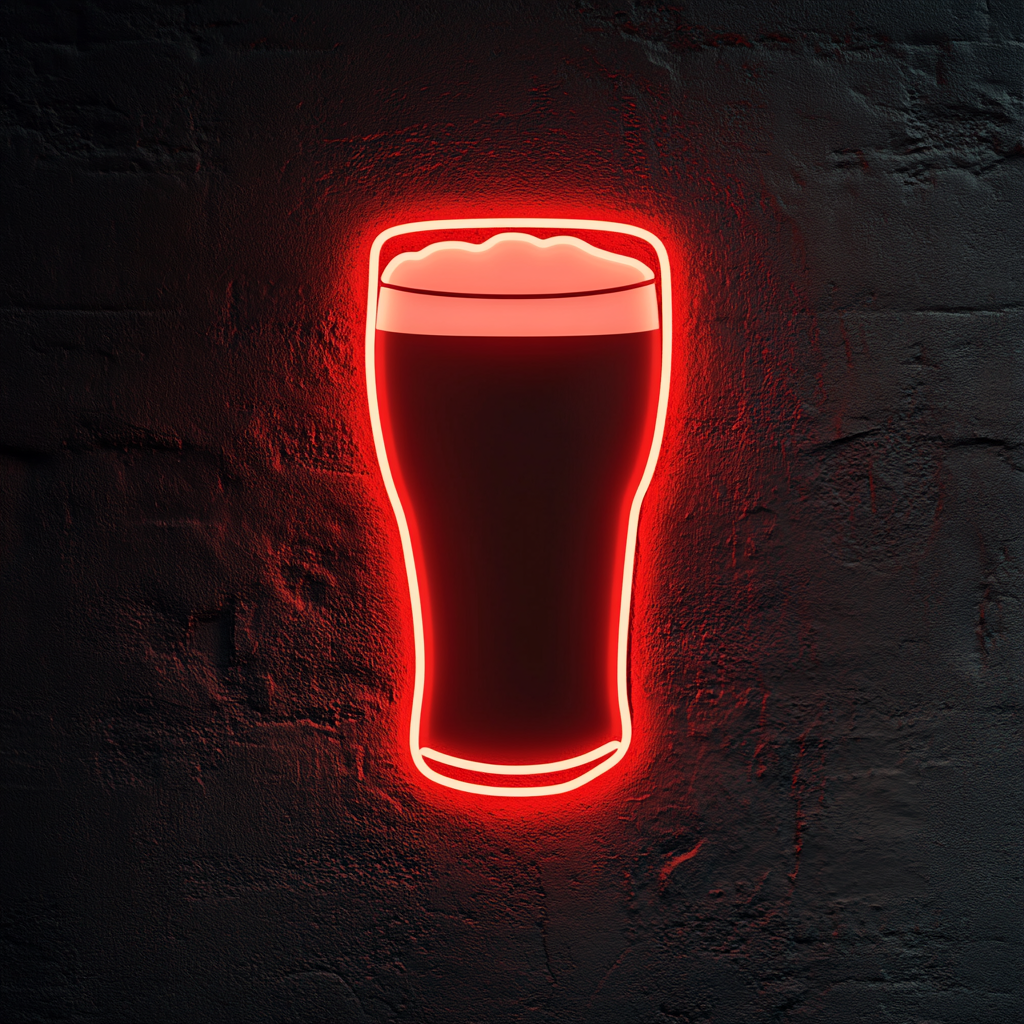 Pint Glass with Foam - Red Neon Sign, 18 Inches