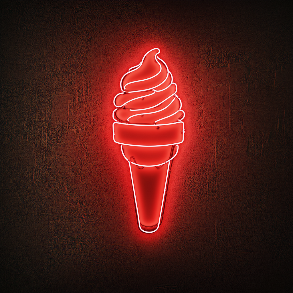 Pint of Ice Cream with Lid - Red Neon Sign, 18 Inches