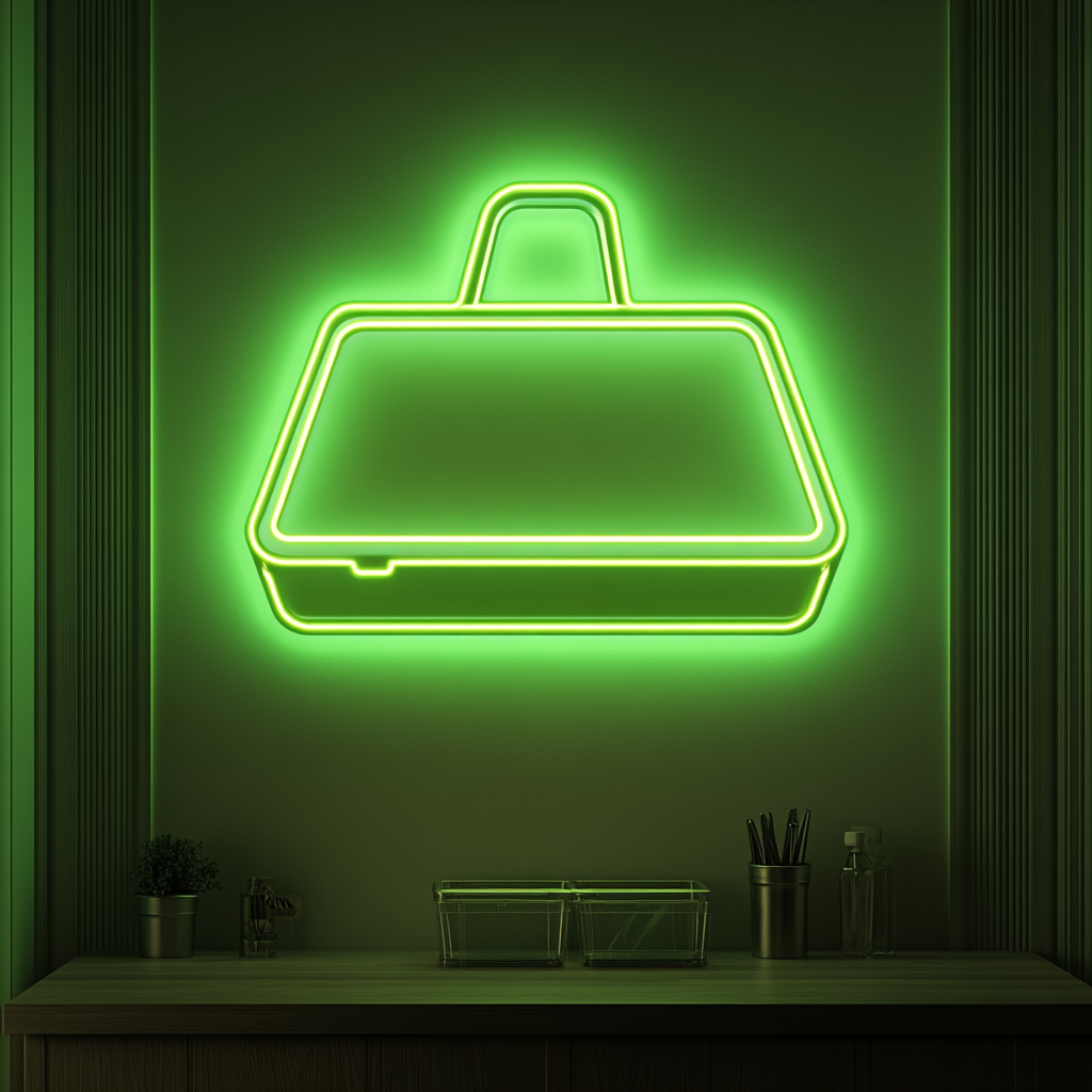 Pizza Box - Green Neon Sign, 18 Inches