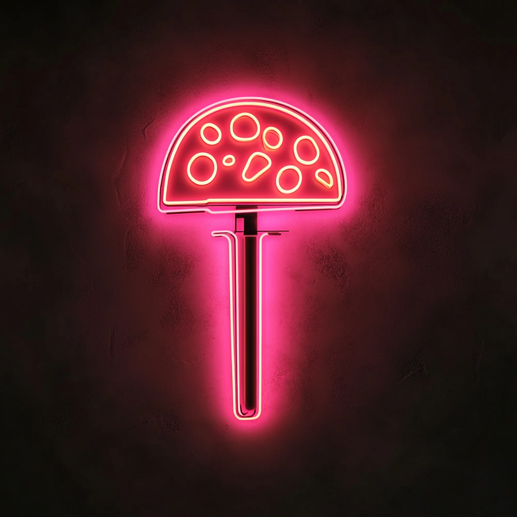 Pizza Cutter with Slice - Pink Neon Sign, 18 Inches
