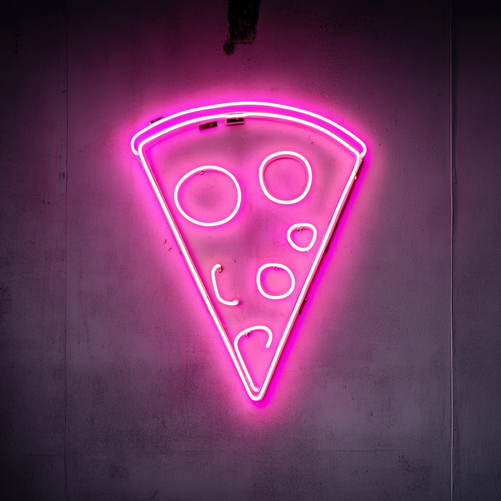 Pizza Cutter with Slice - Pink Neon Sign, 18 Inches