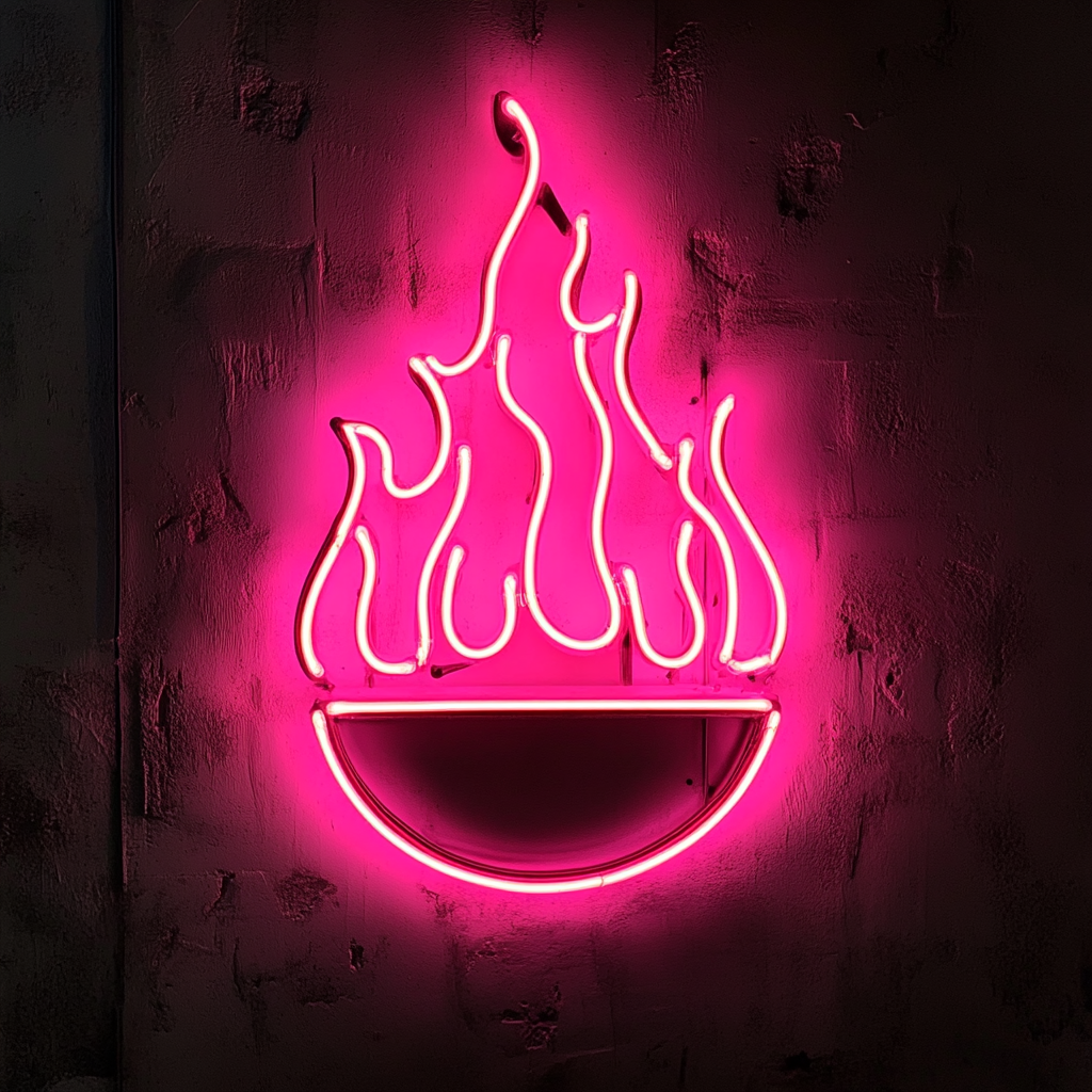 Pizza Oven Flame - Pink Neon Sign, 18 Inches