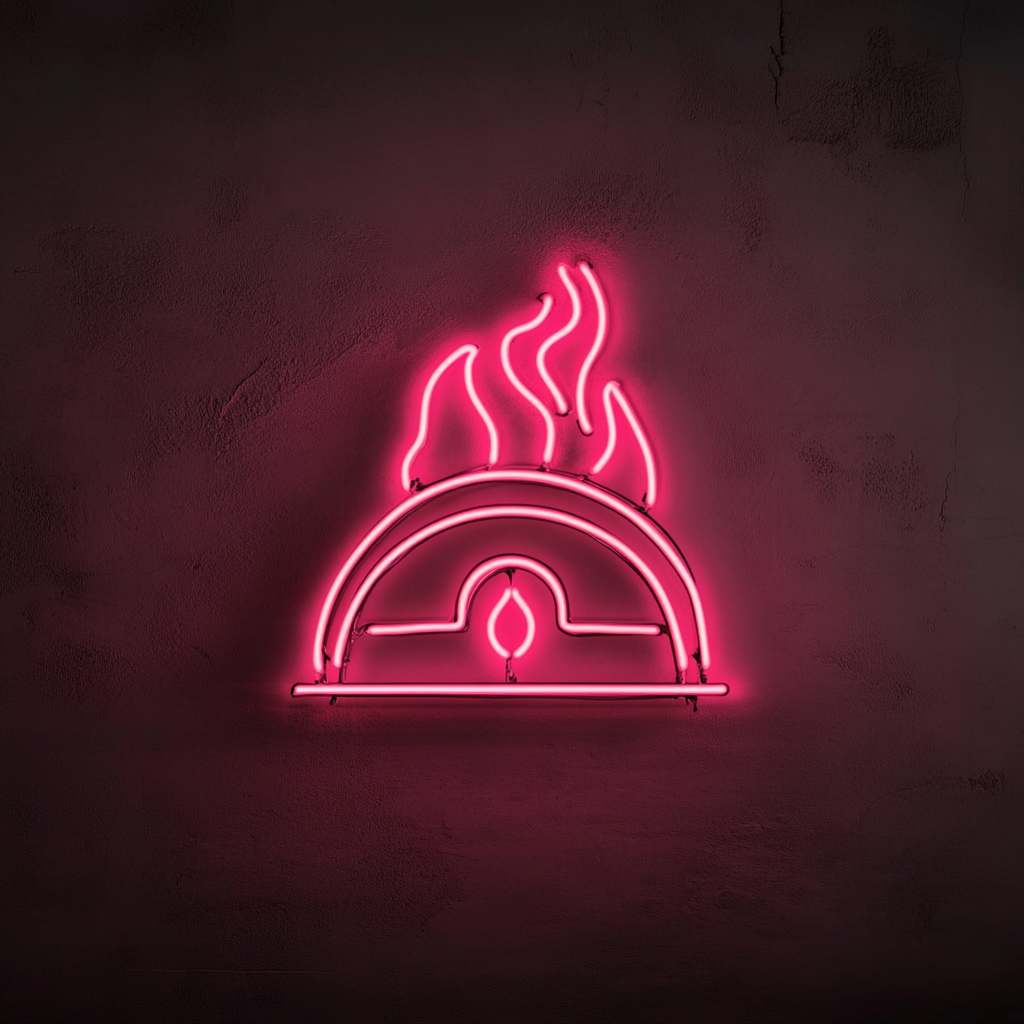 Pizza Oven Flame - Pink Neon Sign, 24 Inches
