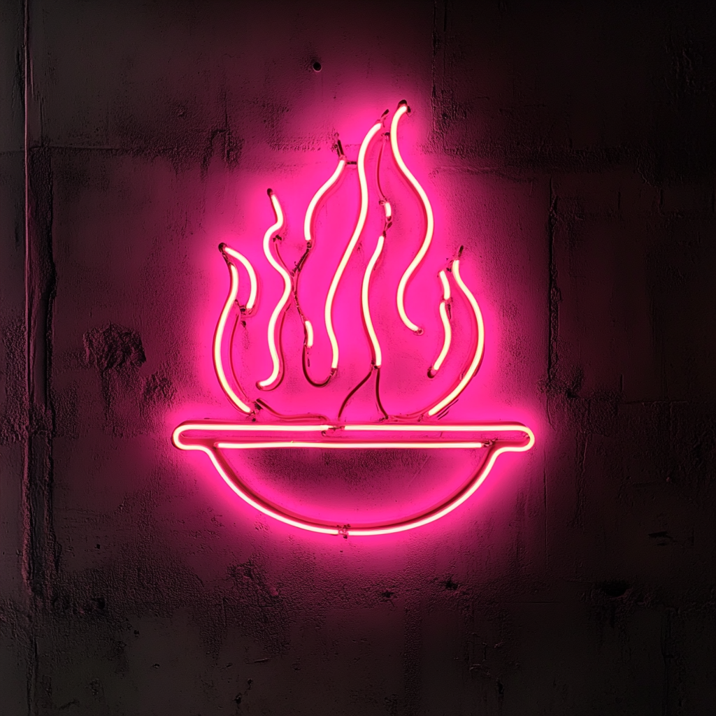 Pizza Oven Flame - Pink Neon Sign, 24 Inches