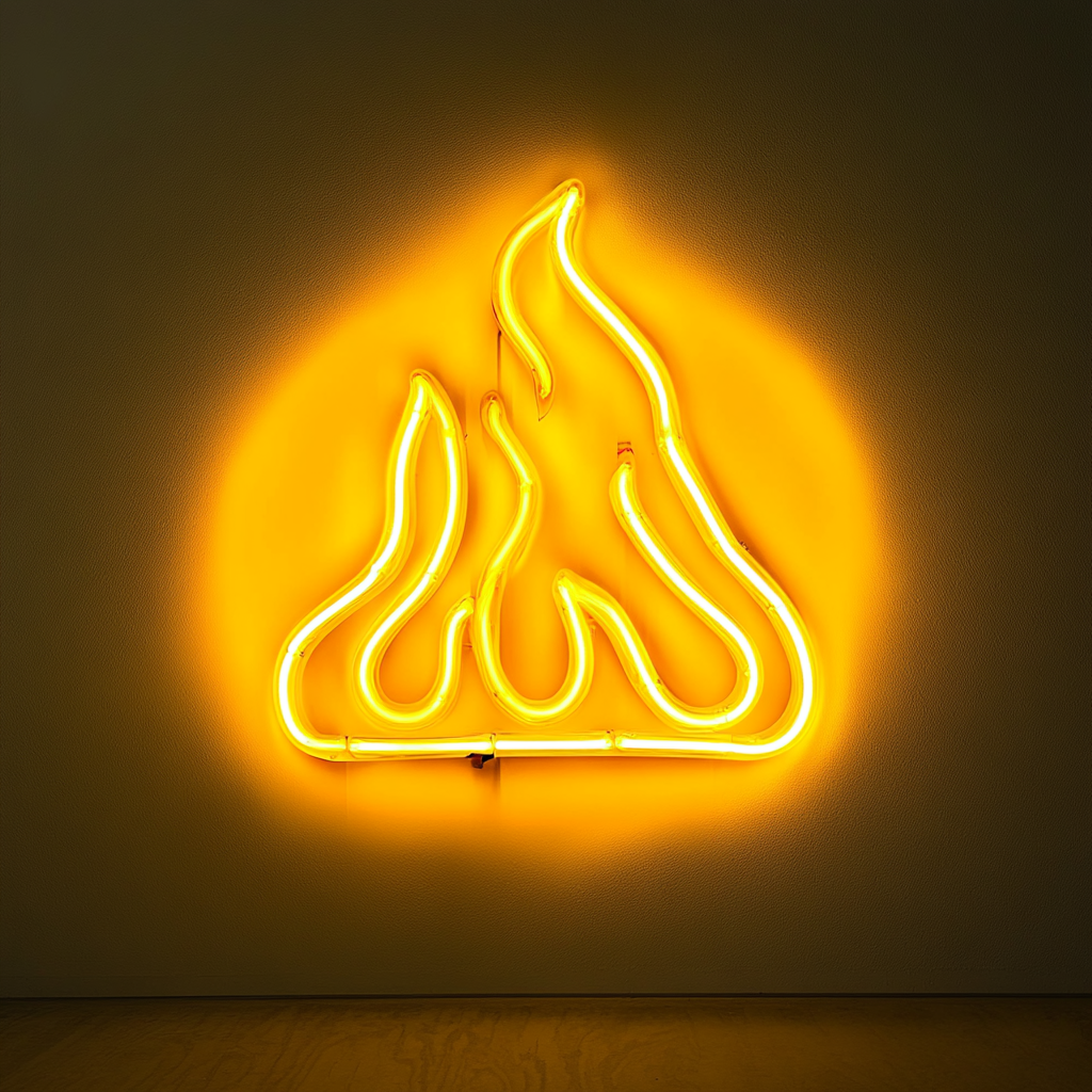 Pizza Oven Flame - Yellow Neon Sign, 18 Inches
