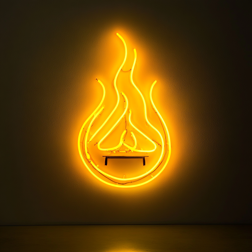 Pizza Oven Flame - Yellow Neon Sign, 24 Inches