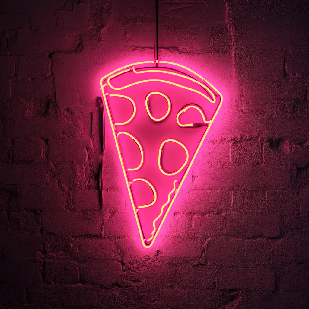 Pizza Peel with Slice - Pink Neon Sign, 24 Inches
