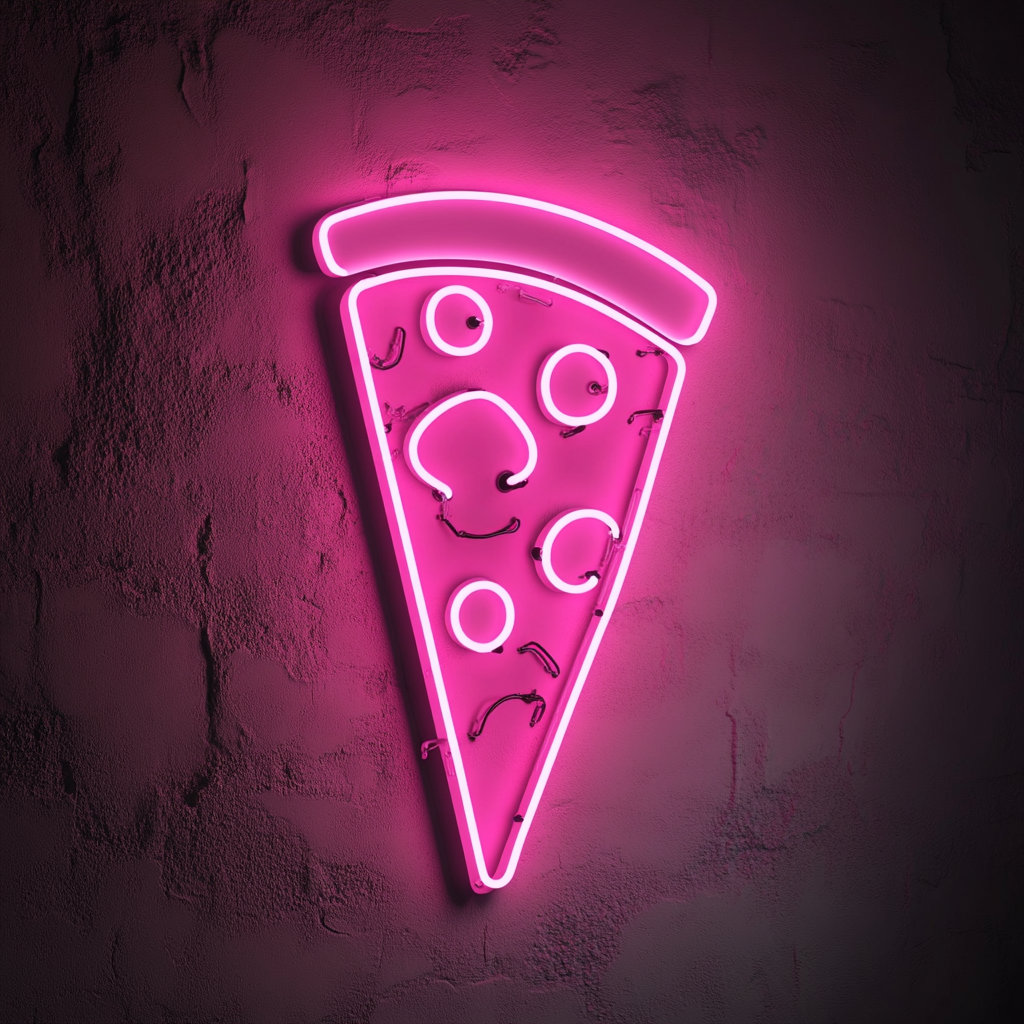 Pizza Peel with Slice - Pink Neon Sign, 24 Inches