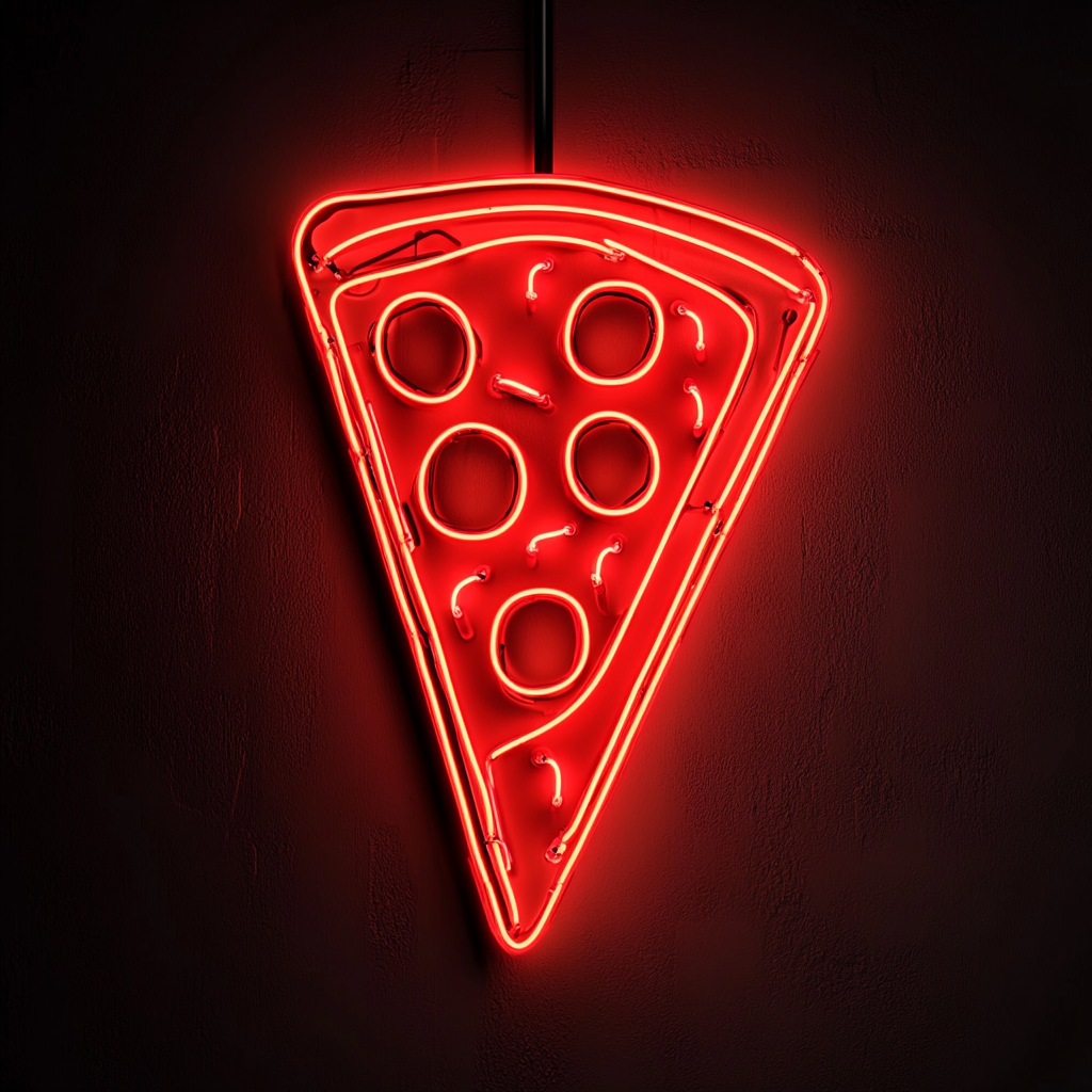 Pizza Peel with Slice - Red Neon Sign, 18 Inches
