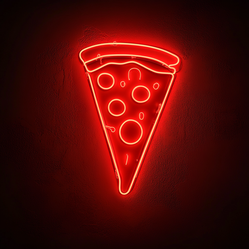 Pizza Peel with Slice - Red Neon Sign, 24 Inches