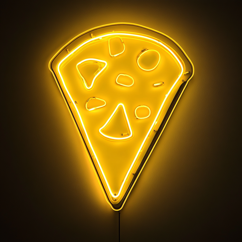 Pizza Peel with Slice - Yellow Neon Sign, 24 Inches