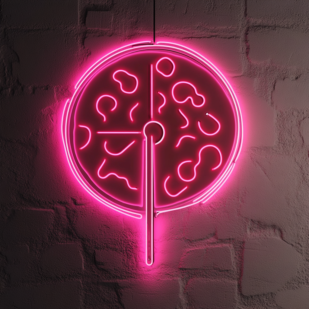 Pizza Slicing Wheel - Pink Neon Sign, 24 Inches