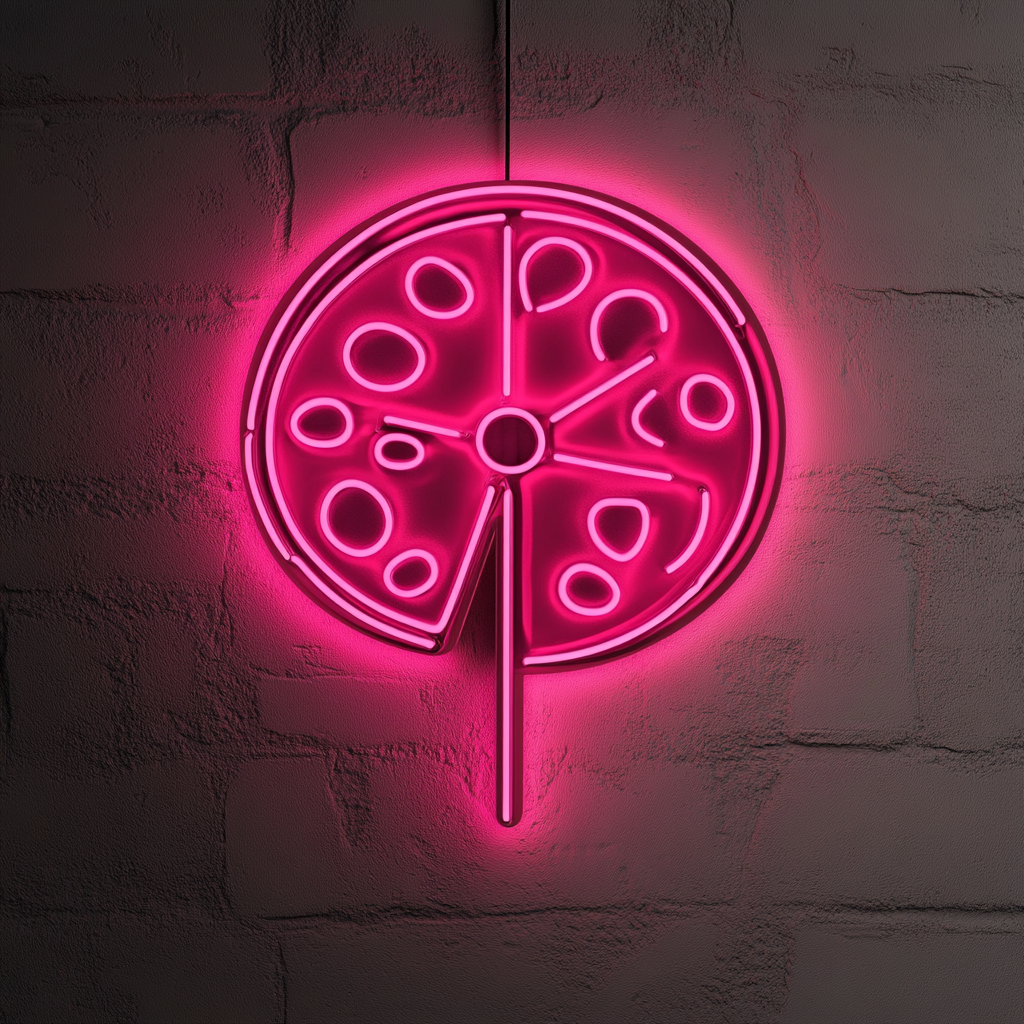 Pizza Slicing Wheel - Pink Neon Sign, 18 Inches