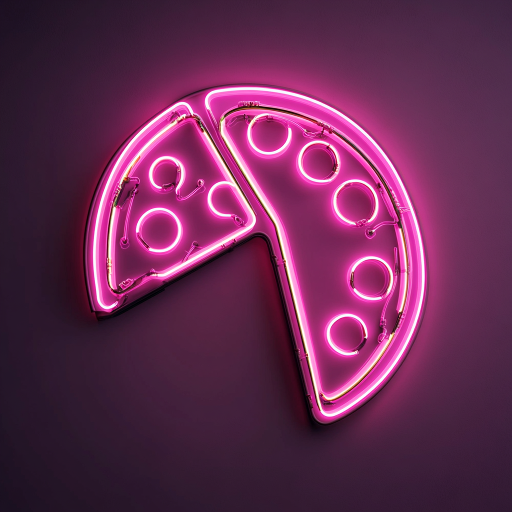 Pizza Slicing Wheel - Pink Neon Sign, 18 Inches