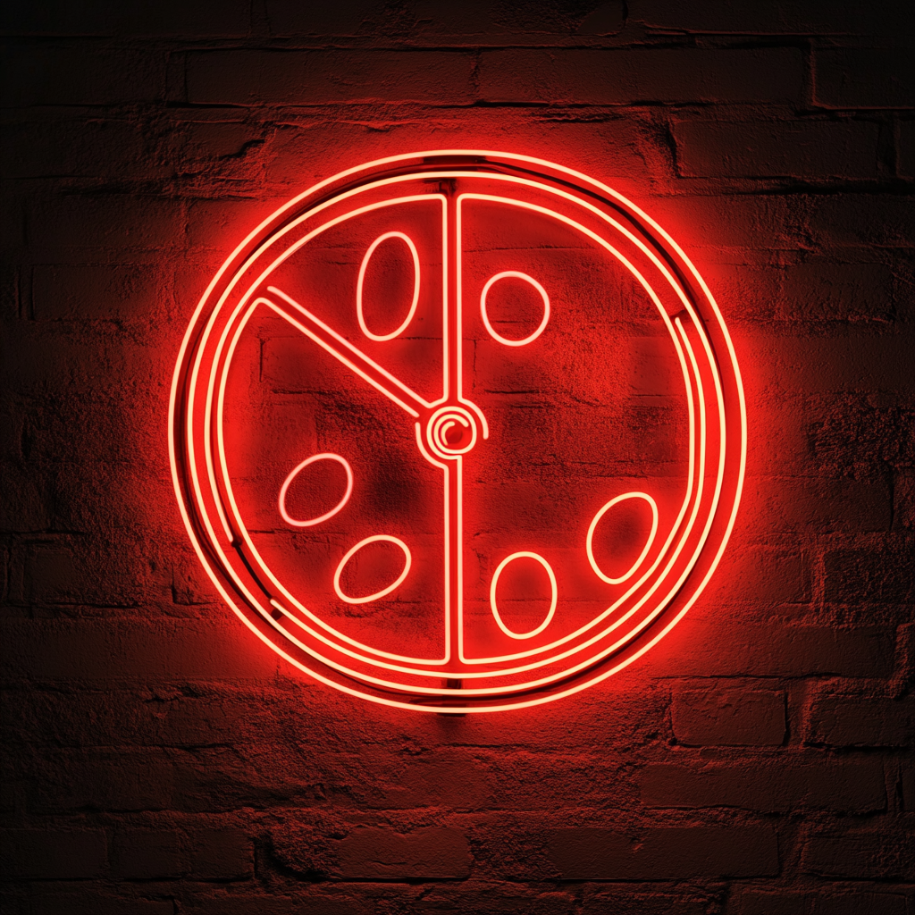 Pizza Slicing Wheel - Red Neon Sign, 24 Inches