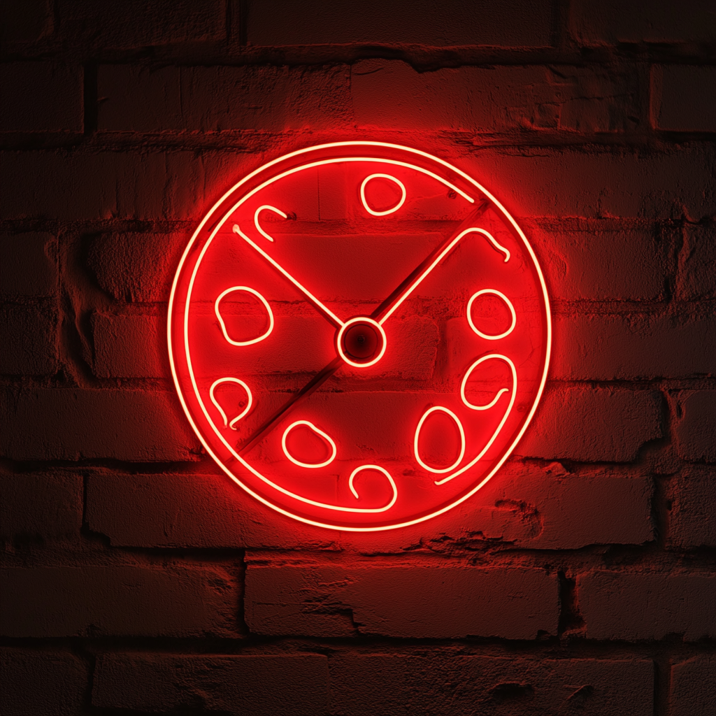Pizza Slicing Wheel - Red Neon Sign, 24 Inches