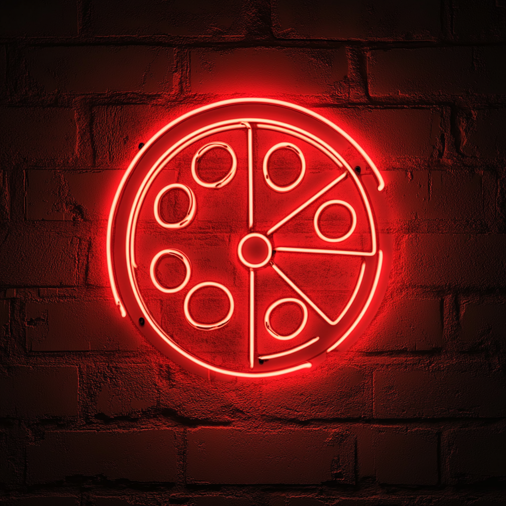 Pizza Slicing Wheel - Red Neon Sign, 24 Inches