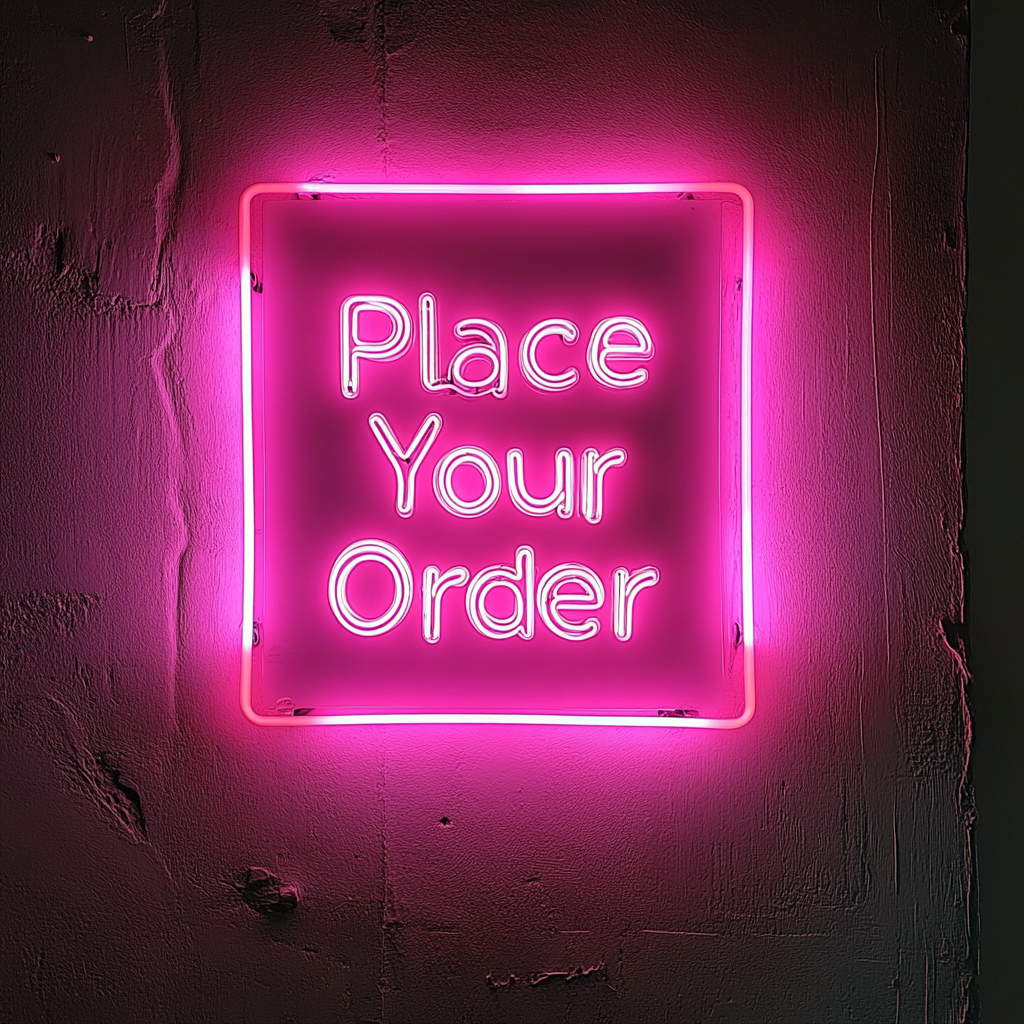Place Your Order - Pink Neon Sign, 18 Inches