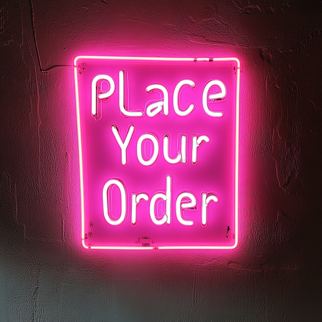 Place Your Order - Pink Neon Sign, 24 Inches