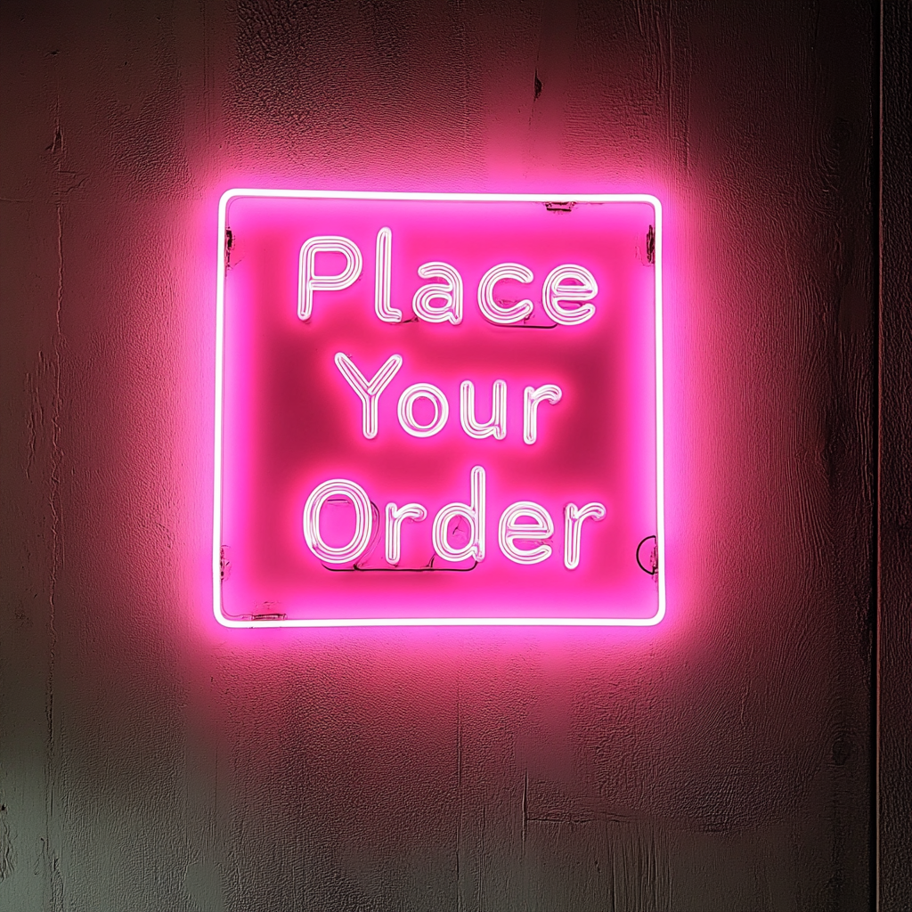 Place Your Order - Pink Neon Sign, 24 Inches