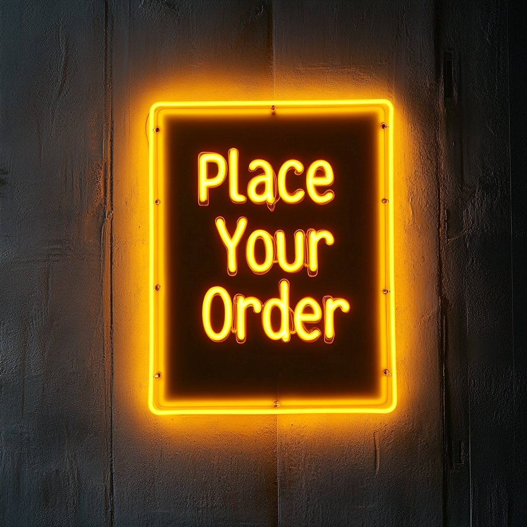 Place Your Order - Yellow Neon Sign, 24 Inches