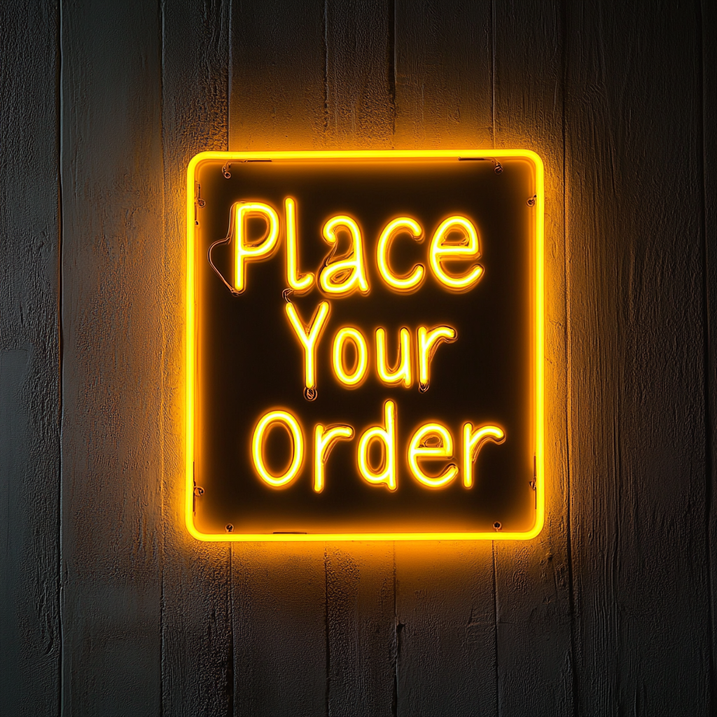 Place Your Order - Yellow Neon Sign, 18 Inches