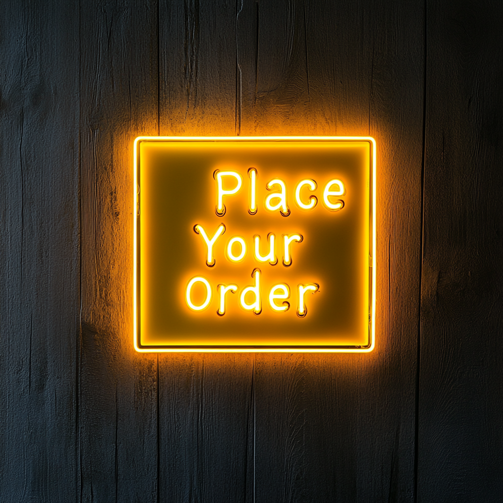 Place Your Order - Yellow Neon Sign, 24 Inches