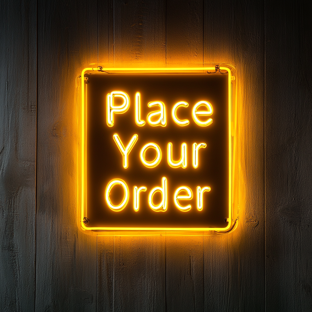 Place Your Order - Yellow Neon Sign, 18 Inches